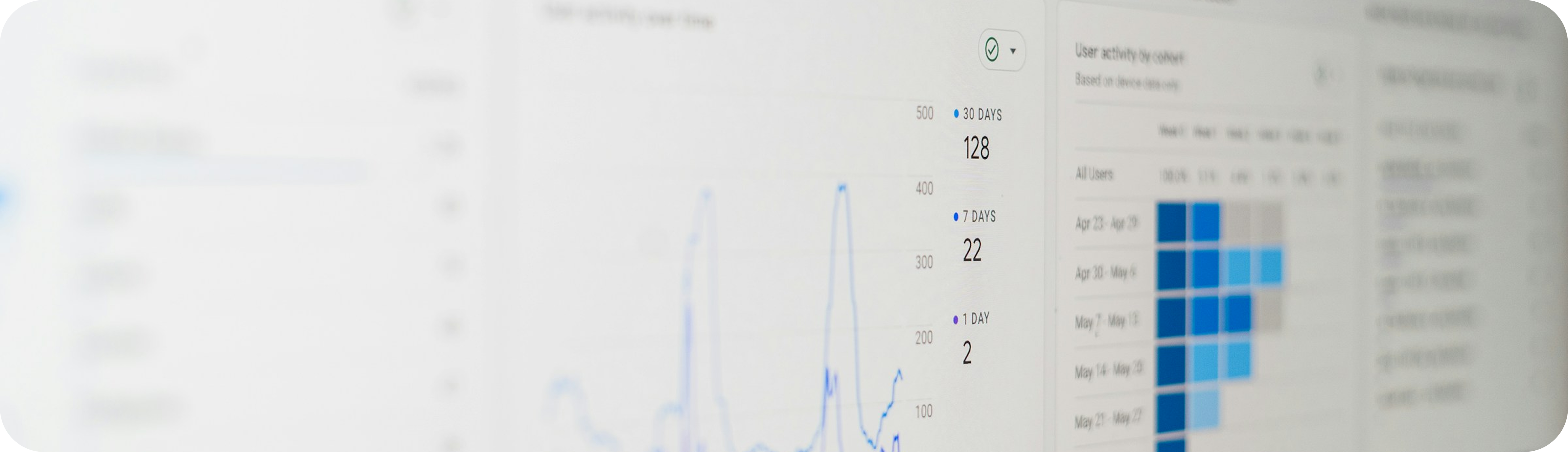 Analytics dashboard with charts and metrics